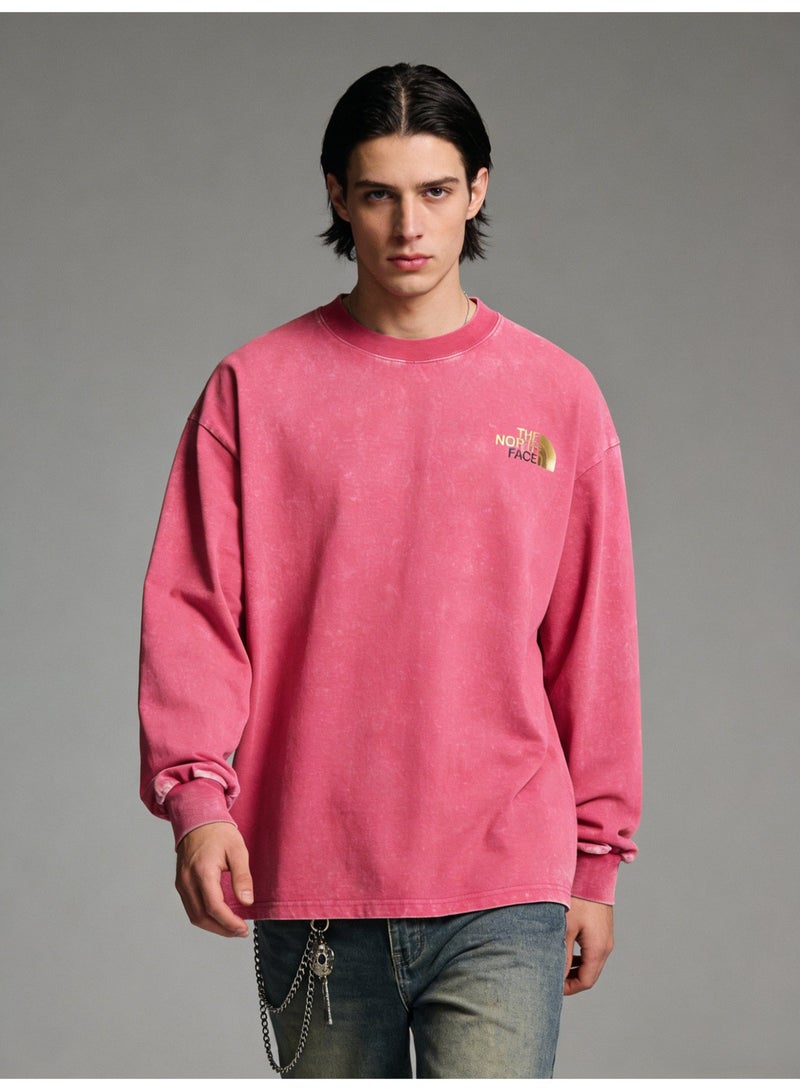THE NORTH FACE 2026 The North Face retro washed unisex T-neck sweatshirt, high-quality thick cotton loose pullover with gold logo, retro street wear for men and women. - Image 2